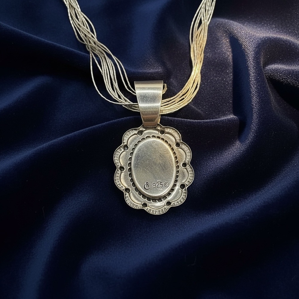 Silver Mosaic  Shades of Turquoise Necklace​ - Picture 7 of 7